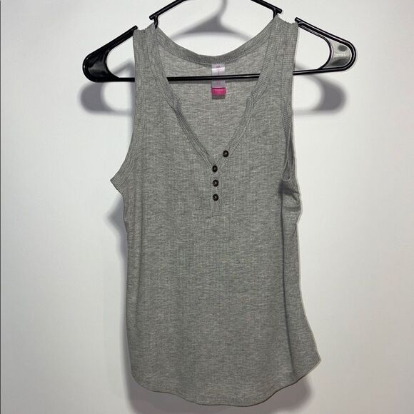No Boundaries Gray Tank Top with Button Detail - Picture 1 of 6